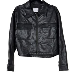 Celebrity Pink Black Faux Leather Jacket Sz Small